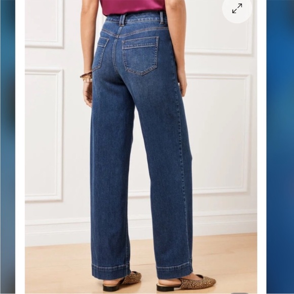 Talbots Trouser Jean Wide Leg High Waist Medium Wash Stretch Size 10 - Picture 2 of 9